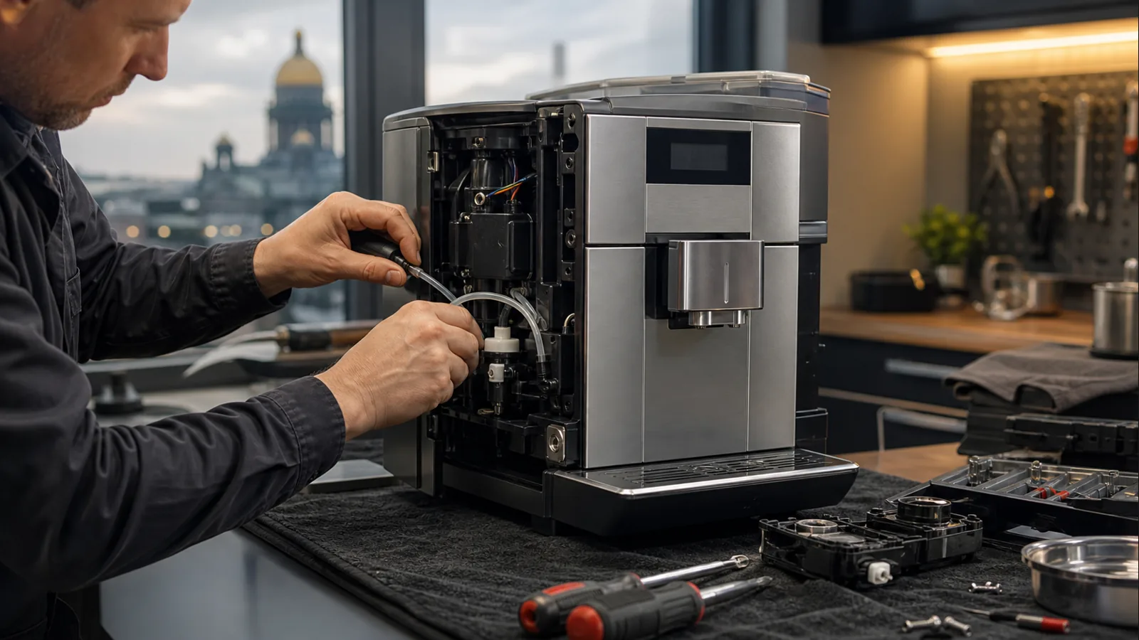 Кофемашина Bosch / Siemens на диагностике в сервисе ТЕХНОКОФЕ